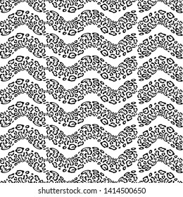The Spots Of A Leopard. Ethnic boho seamless pattern. Black-white. Patchwork texture. Weaving. Traditional ornament. Tribal pattern. Folk motif. Can be used for wallpaper, textile, wrapping, web.