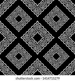 The Spots Of A Leopard. Ethnic boho seamless pattern. Lace. Embroidery on fabric. Patchwork texture. Weaving. Traditional ornament. Tribal pattern. Folk motif. Can be used for textile, wrapping, web.