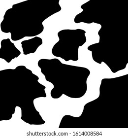 Spots like the skin of a cow. Animal print wallpaper. Black spots on a white background. Vector illustration.