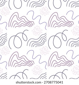 Manchas, líneas, puntos. Un patrón de Vector sin fisuras de Elementos abstractos minimalistas, de moda y dibujados a mano