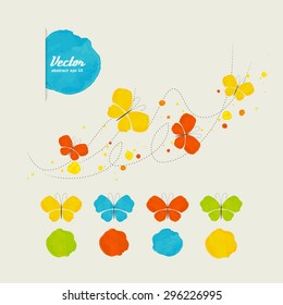 Spots of paint and a butterfly - set of elements for design. A vector.