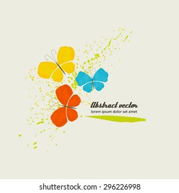 Spots of paint and a butterfly - set of elements for design. A vector.