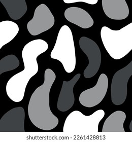 Spots nahtloses Muster auf schwarzem Hintergrund. Vektorgrafik im Flachstil.