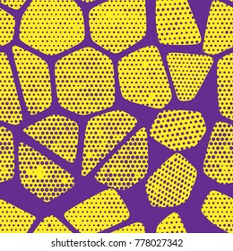 Spots shape with the holes seamless pattern on fiolet background. Abstract vector for prints, textile, wrapping, fabric, package, cover, greeting cards