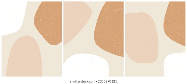 Spots and shapes. Bohemian modern backgrounds set. Boho pastel colors