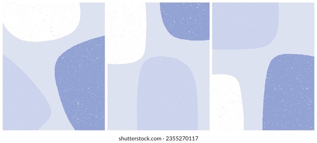 Spots and shapes. Boho pastel colors. Bohemian blue backgrounds set