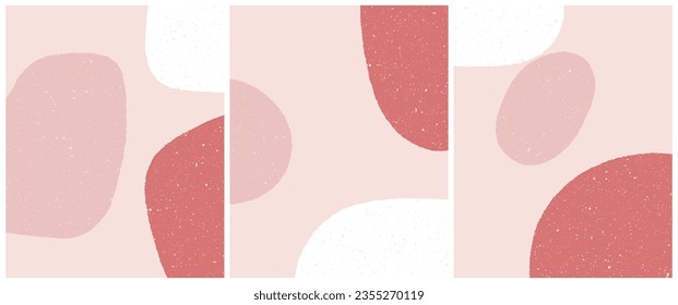 Spots and shapes. Boho pastel colors. Bohemian red backgrounds set