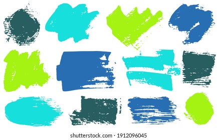 Spots and stains watercolor brush strokes vector band. Grunge texture retro graphic design elements. Isolated paint shapes on white background.