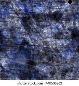 Spots and strokes. Gray and blue. Grunge texture. Abstract seamless vector background. Easy editing. 