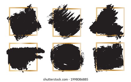 Spots torn irregular an asymmetrical shape with a yellow square frame. Design element for banners, text frames, posters and abstract background. For wedding cards. Decoration for notebook.