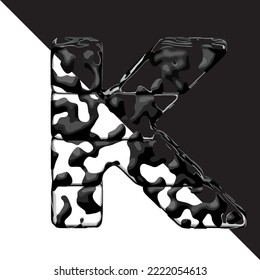 Spotted 3d symbol with a transparent background. letter k