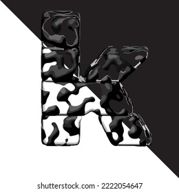 Spotted 3d symbol with a transparent background. letter k