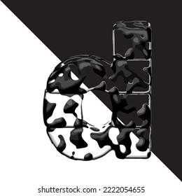 Spotted 3d symbol with a transparent background. letter d