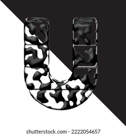 Spotted 3d symbol with a transparent background. letter u
