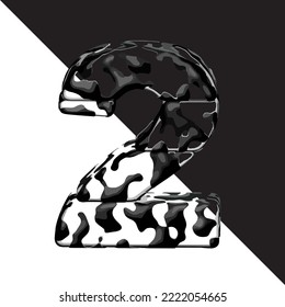 Spotted 3d symbol with a transparent background. number 2