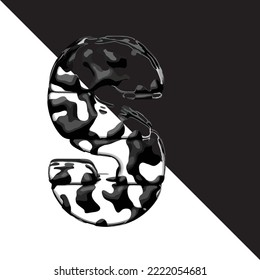 Spotted 3d symbol with a transparent background. letter s