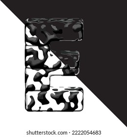 Spotted 3d symbol with a transparent background. letter e