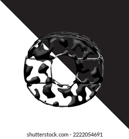 Spotted 3d symbol with a transparent background. letter o