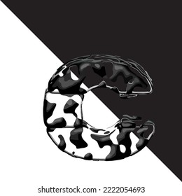 Spotted 3d symbol with a transparent background. letter c