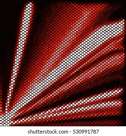 Spotted abstract background halftone effect. Colorful red ray vector illustration