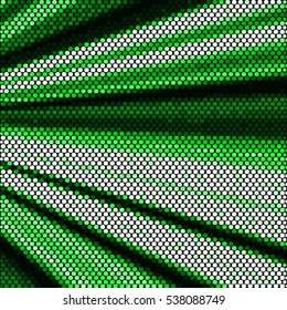 Spotted abstract background halftone effect. Colorful ray green vector illustration