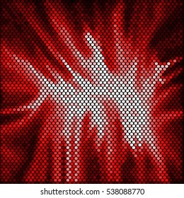 Spotted abstract background halftone effect. Colorful ray red vector illustration