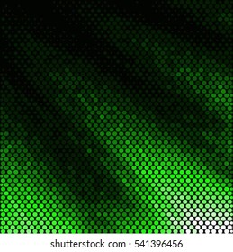 Spotted abstract background halftone effect. Colorful ray green vector illustration