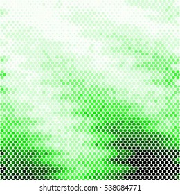 Spotted abstract background halftone wave effect. Colorful green ray vector illustration