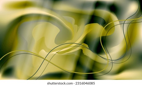 Fondo abstracto visto en colores mostaza. Líneas onduladas entrelazadas contra un fondo de mezcla de colores. efecto 3D. Plantilla para los proyectos. Vector.