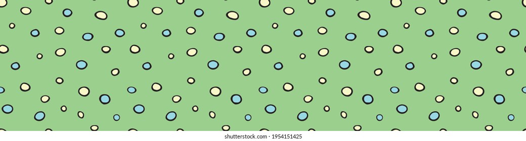 Fondo vector abstracto detectado. Patrón sin foco con manchas, puntos aleatorios asimétricos de polka, círculos, huevos. Diseño para tela, papel de envoltura. Textura de Pascua divertida, fondo