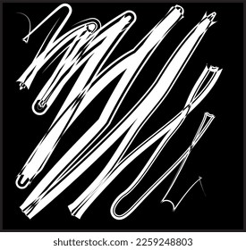 Spotted bias decorative background. Monochrome black and white hand-drawn abstract pattern of slanting brush strokes, stains and squiggles. Wet watercolor.