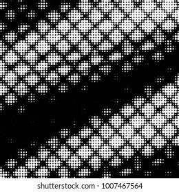 Spotted black and white grunge line background. Abstract halftone illustration background. Grunge grid polka dot background pattern
