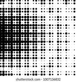 Spotted black and white grunge vector line background. Abstract halftone illustration background. Grunge grid polka dot background pattern
