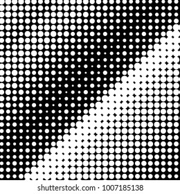 Spotted black and white grunge vector line background. Abstract halftone illustration background. Grunge grid polka dot background pattern
