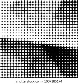 Spotted black and white grunge vector line background. Abstract halftone illustration background. Grunge grid polka dot background pattern
