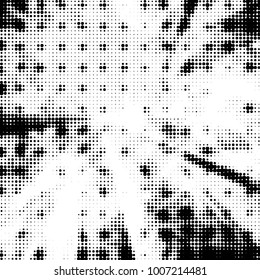 Spotted black and white grunge vector line background. Abstract halftone illustration background. Grunge grid polka dot background pattern
