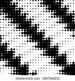 Spotted black and white grunge vector line background. Abstract halftone illustration background. Grunge grid polka dot background pattern
