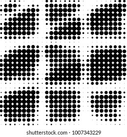 Spotted black and white grunge vector line background. Abstract halftone illustration background. Grunge grid polka dot background pattern
