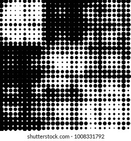 Spotted black and white grunge vector line background. Abstract halftone illustration background. Grunge grid polka dot background pattern

