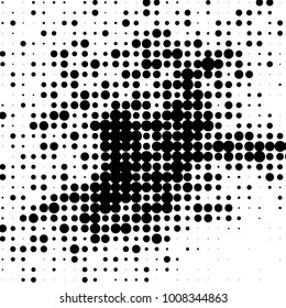 Spotted black and white grunge vector line background. Abstract halftone illustration background. Grunge grid polka dot background pattern
