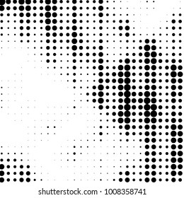 Spotted black and white grunge vector line background. Abstract halftone illustration background. Grunge grid polka dot background pattern
