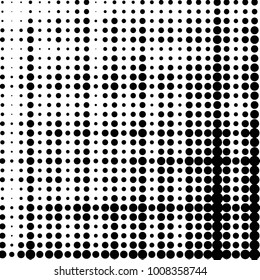 Spotted black and white grunge vector line background. Abstract halftone illustration background. Grunge grid polka dot background pattern
