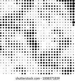Spotted black and white grunge vector line background. Abstract halftone illustration background. Grunge grid polka dot background pattern
