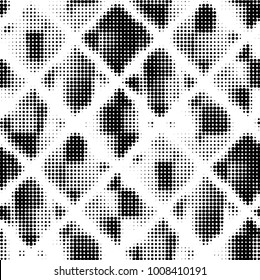 Spotted black and white grunge vector line background. Abstract halftone illustration background. Grunge grid polka dot background pattern
