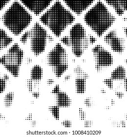Spotted black and white grunge vector line background. Abstract halftone illustration background. Grunge grid polka dot background pattern
