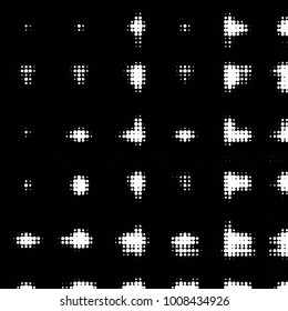 Spotted black and white grunge vector line background. Abstract halftone illustration background. Grunge grid polka dot background pattern
