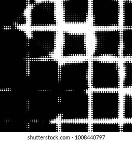 Spotted black and white grunge vector line background. Abstract halftone illustration background. Grunge grid polka dot background pattern
