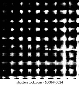 Spotted black and white grunge vector line background. Abstract halftone illustration background. Grunge grid polka dot background pattern
