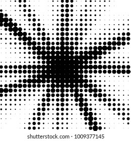 Spotted black and white grunge vector line background. Abstract halftone illustration background. Grunge grid polka dot background pattern
