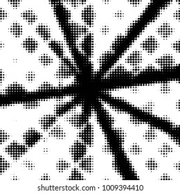 Spotted black and white grunge vector line background. Abstract halftone illustration background. Grunge grid polka dot background pattern
